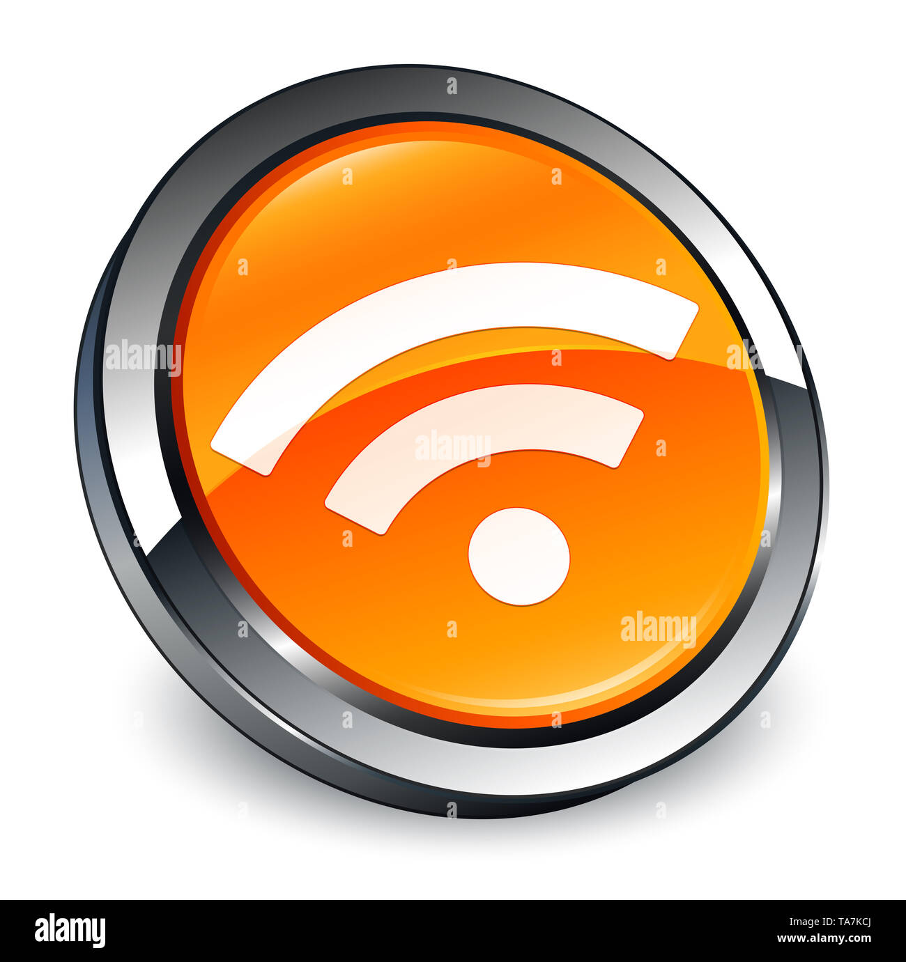 Connexion Wi-Fi au réseau local isolé sur l'icône bouton rond orange 3d abstract illustration Banque D'Images