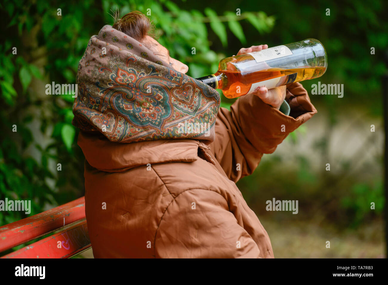 Mettre la photo symbolique, l'alcool, senior, Gestelltes Symbolfoto, Alkohol, Seniorin Banque D'Images