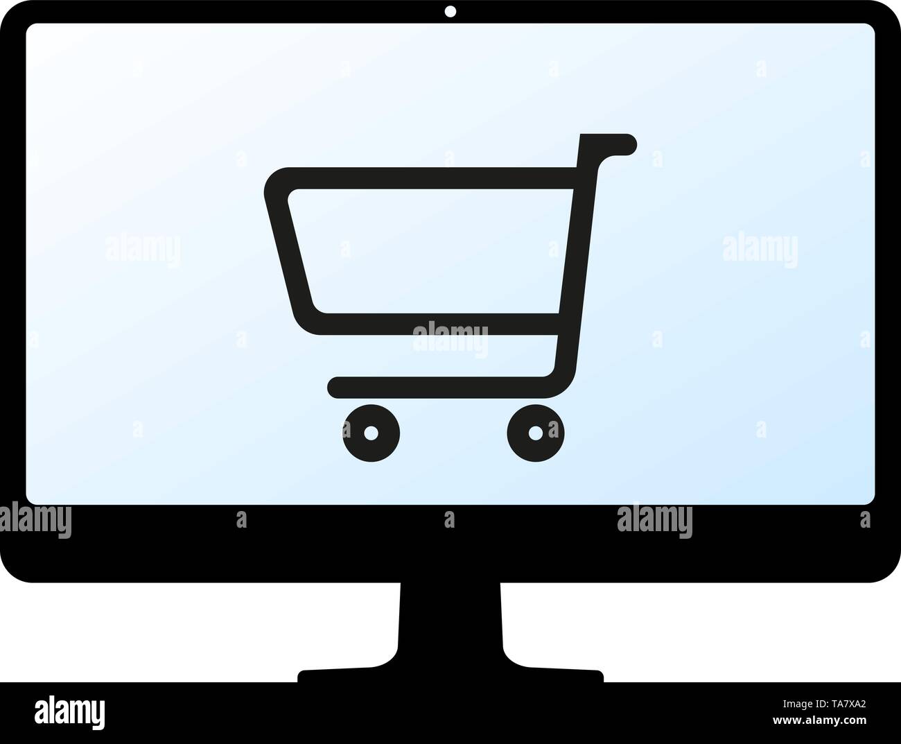 Magasinage en ligne Symbole ou icône avec panier sur moniteur informatique vector illustration Illustration de Vecteur