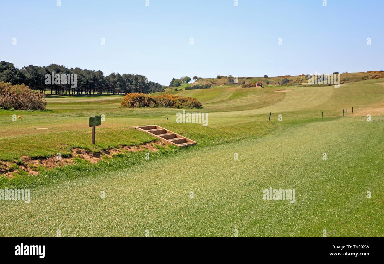 Une vue sur le Royal Golf Club de Cromer dans North Norfolk à Cromer, Norfolk, Angleterre, Royaume-Uni, Europe. Banque D'Images