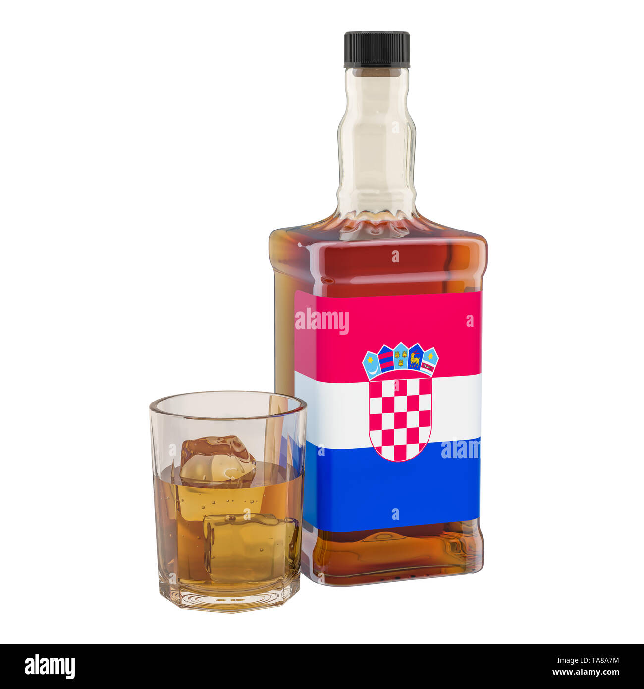 Production et consommation d'alcool des boissons dans la Croatie, concept.  Le rendu 3D isolé sur fond blanc Photo Stock - Alamy