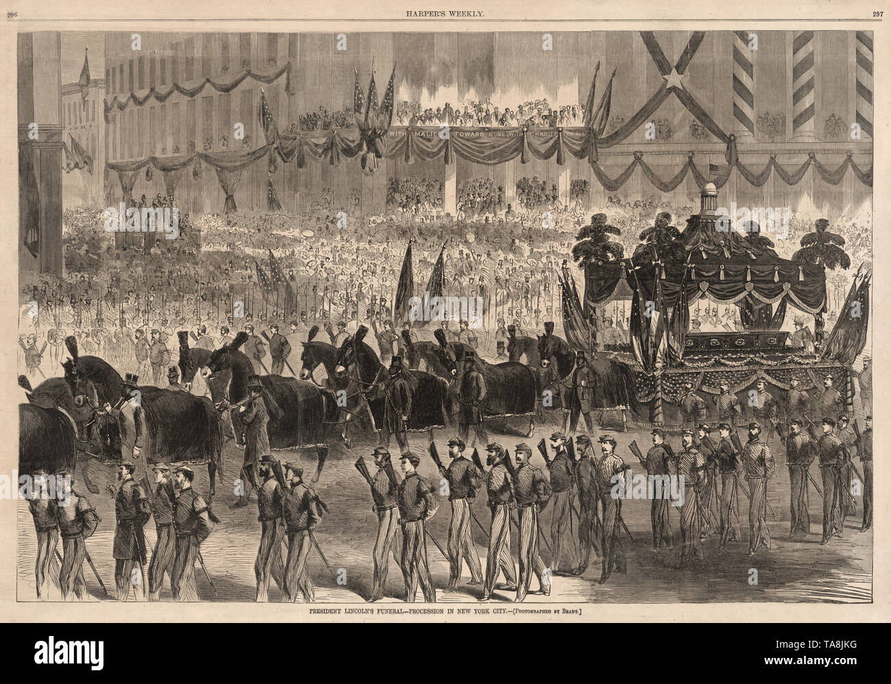 Le président Lincoln's Funeral procession dans la ville de New York (photographié par Brady), Harper's Weekly Magazine, mai 13, 1865 Banque D'Images