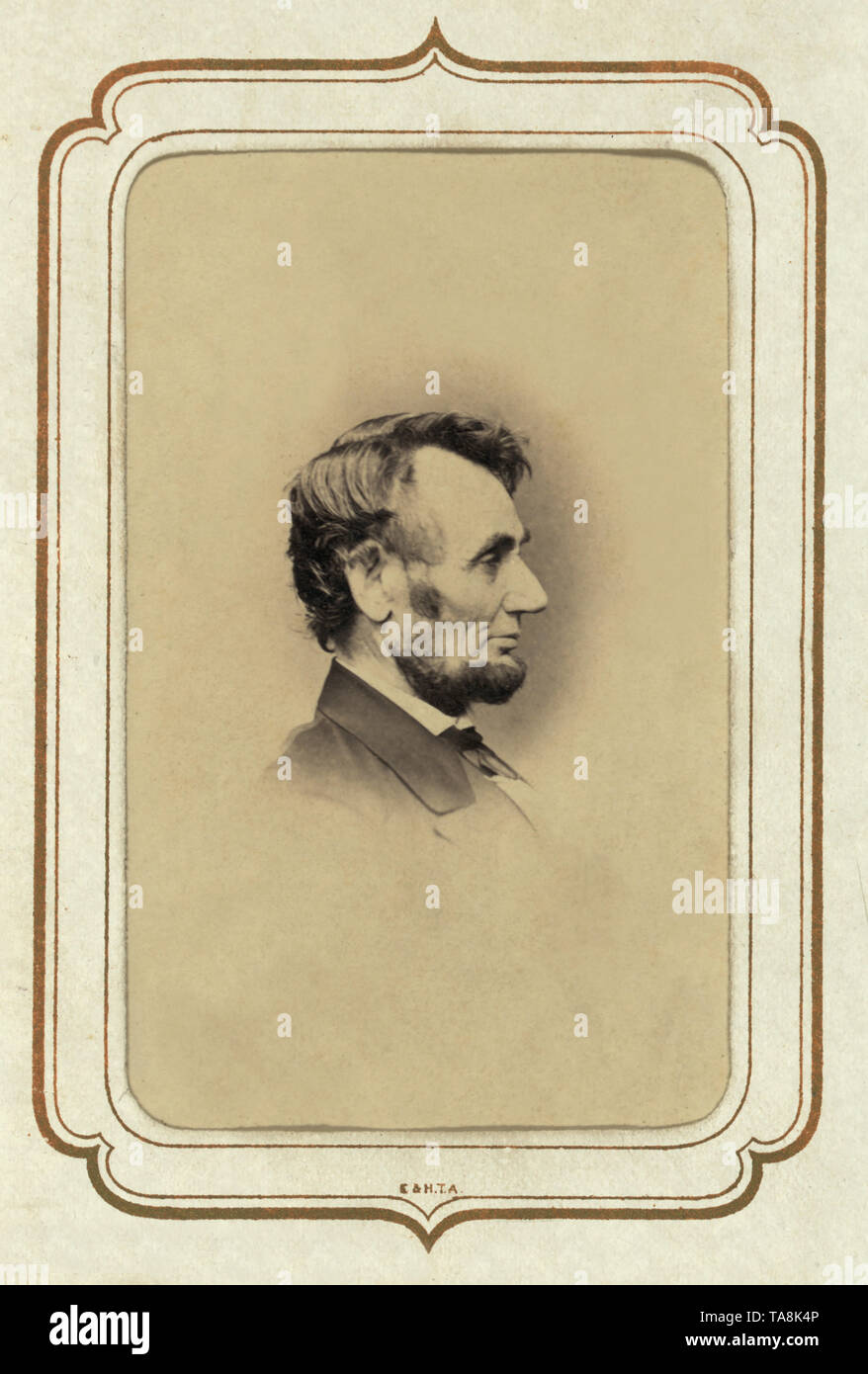 Portrait de Profil de la tête et des épaules d'Abraham Lincoln, photo de Anthony Berger, le 9 février 1864 Banque D'Images