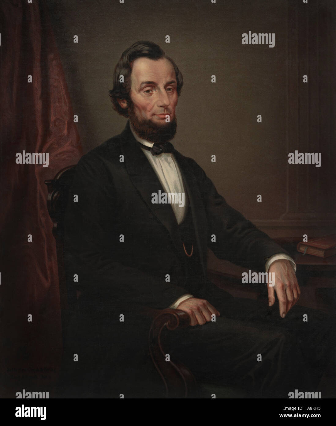 Longueur Three-Quarter assis Portrait d'Abraham Lincoln, Delfarban Druck & Verlag, Berg & Porsch, Berlin Banque D'Images