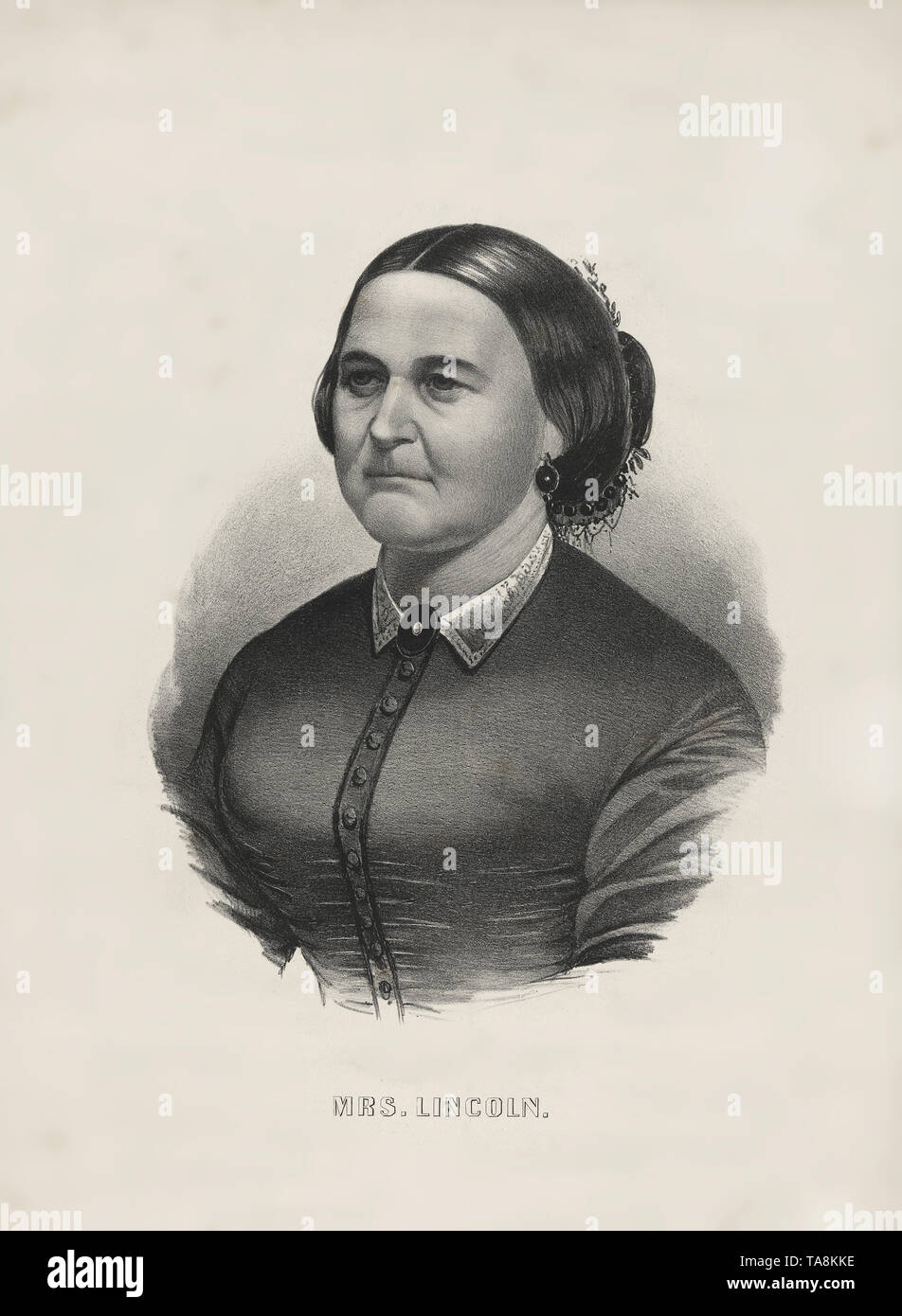 Mme Lincoln, Head and shoulders Portrait de Mary Todd Lincoln, dessin de l'Artiste non identifié, 1865 Banque D'Images