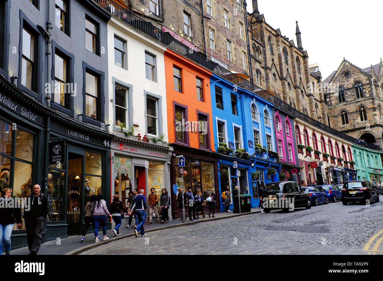 Édimbourg, maisons colorées de la rue Victoria Ecosse 8 mai - 19 mai. Voyage à travers l'Écosse Foto Samantha Insidefoto Zucchi Banque D'Images