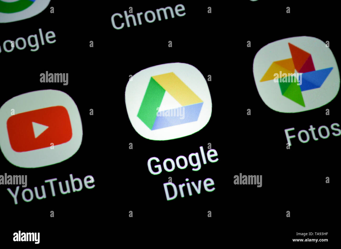 Smartphone, afficher, poste, Google drive, Affichage, Application, Google Drive Banque D'Images