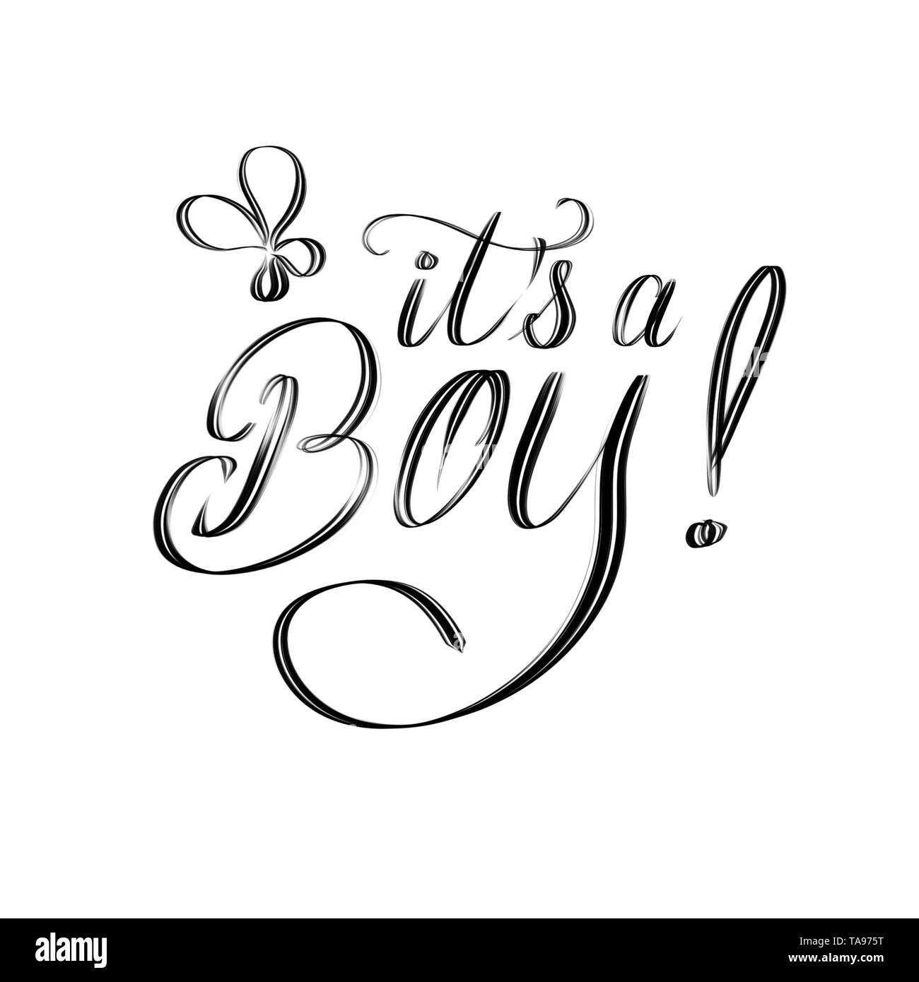 C'est un garçon ! Main script élégant design lettrage isolated on white Banque D'Images
