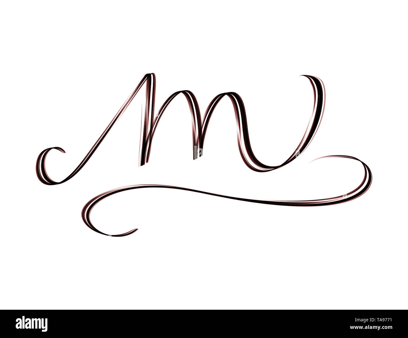 Lettre m - monogramme élégant hand drawn isolé sur fond blanc Banque D'Images