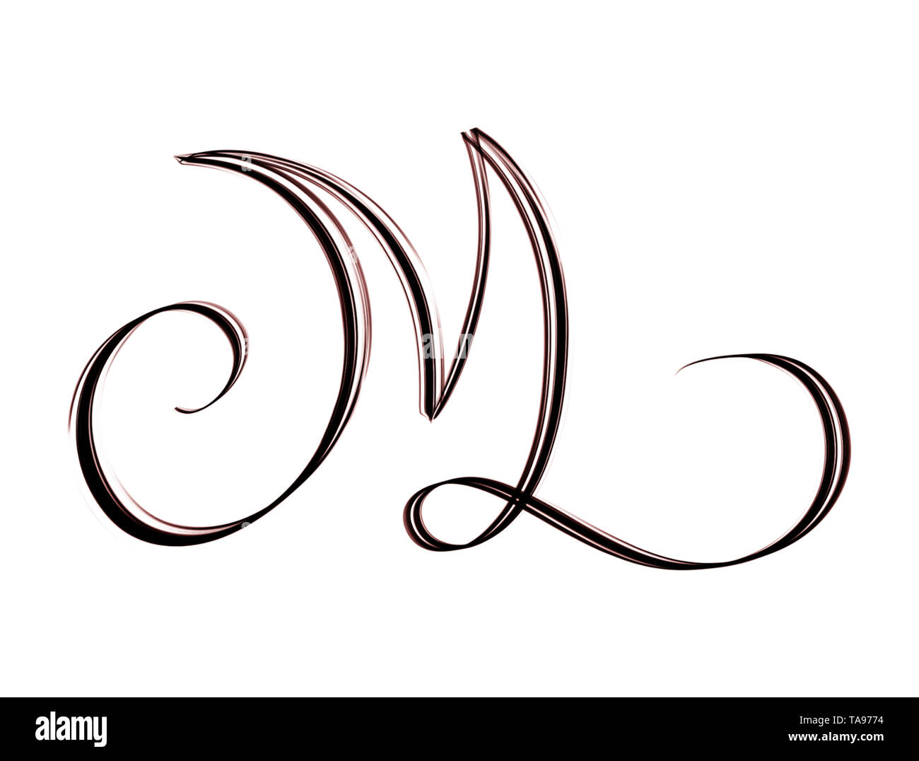 La conception créative de la lettre M - lettrage Brosse à main isolated on white Banque D'Images