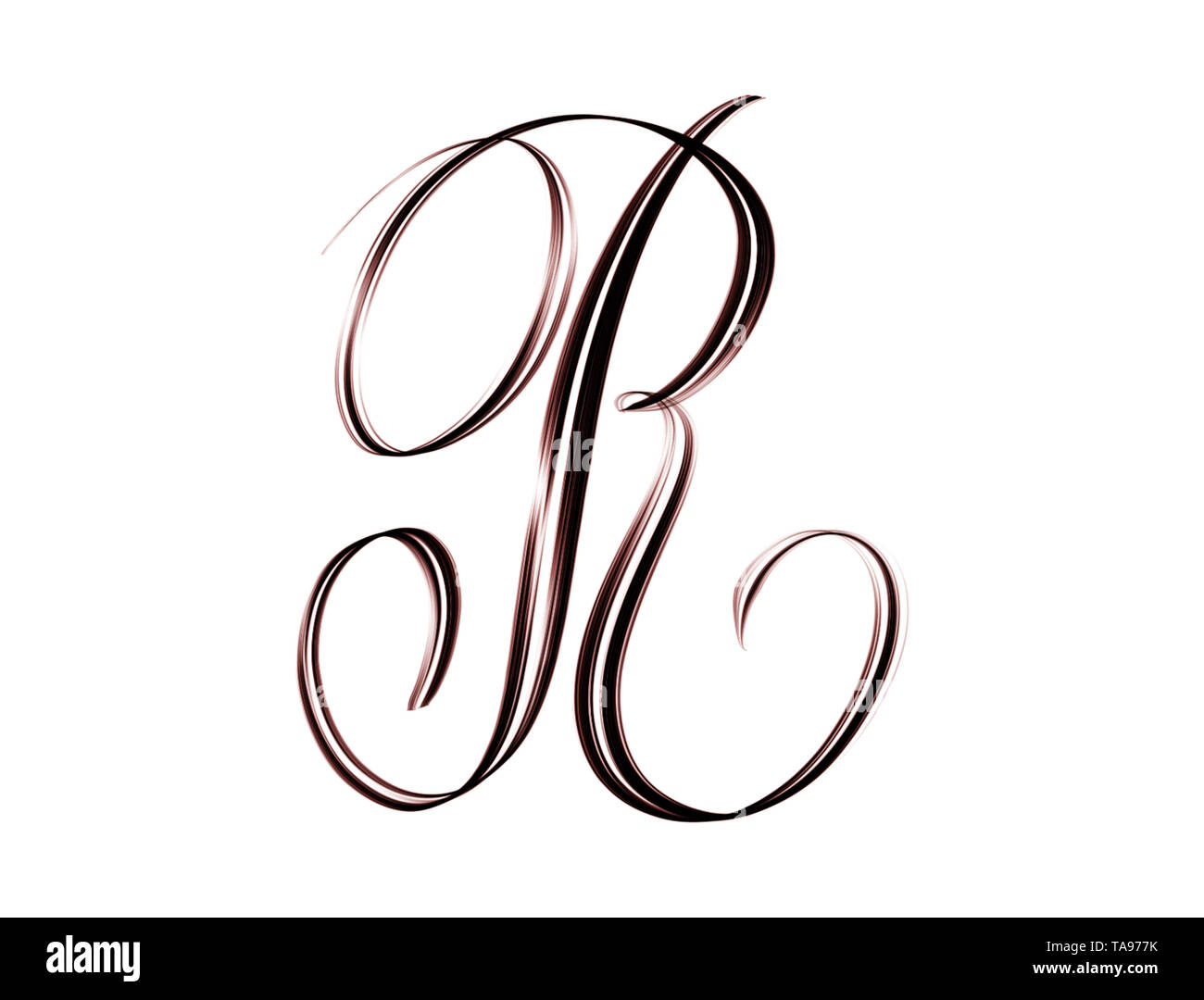 Style sur cuivre lettre R - lettrage main isolé sur fond blanc Banque D'Images