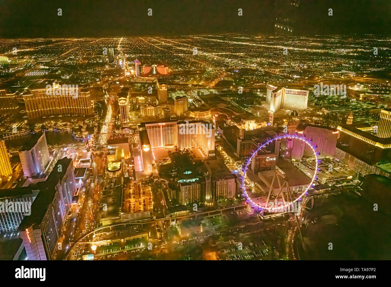 LAS VEGAS, NV - 29 juin 2018 : Vue de nuit sur la ville principale des casinos. Las Vegas est connue sous le nom de Sin City, ville des lumières, le jeu capitale de la Wor Banque D'Images