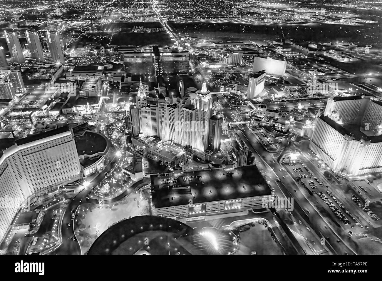LAS VEGAS, NV - 29 juin 2018 : Vue de nuit les rues de la ville. Las Vegas est connue sous le nom de Sin City, Ville Lumière, capitale mondiale du jeu. Banque D'Images