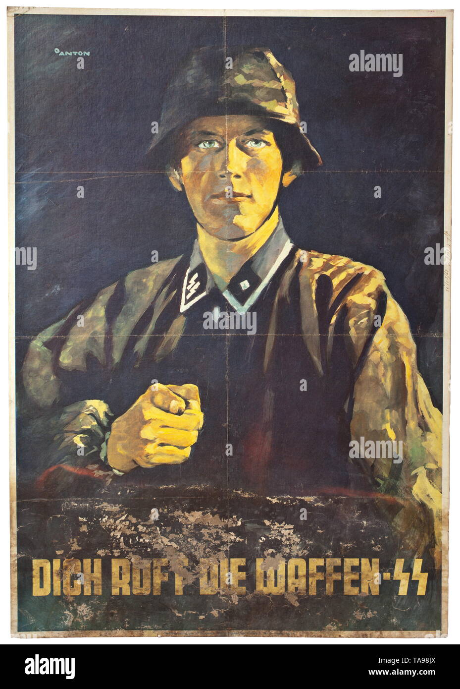 Affiche de propagande "ruft ich die Waffen-SS' design par Ottomar Anton (1895 - 1976), historique, historique du 20e siècle, années 1930, années 1940, Waffen-SS, division de l'armée des SS, un service armé, forces armées, NS, le National-socialisme, le Nazisme, Troisième Reich, l'Empire allemand, l'Allemagne, militaire, militaria, ustensile, pièce de l'équipement, les ustensiles, objet, objets, alambics, clipping, coupures, cut out, cut-out, cut-outs, fascisme, National-socialiste, fasciste, nazi, période nazie, Editorial-Use-seulement Banque D'Images