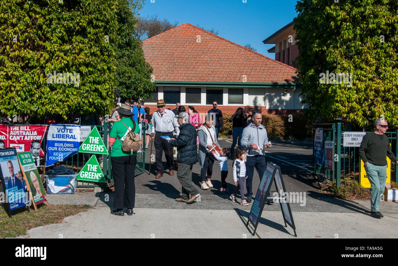 Mai 2019 L'élection fédérale de l'Australie a donné lieu à une victoire par l'opérateur historique National Libéral Parties coalition dirigée par PM Scott Morrison. Banque D'Images