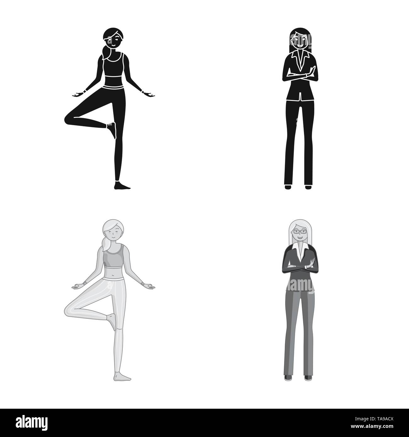 Objet isolé de la posture et de l'humeur d'un logo. Collection de posture et symbole de l'action féminine pour le web. Illustration de Vecteur