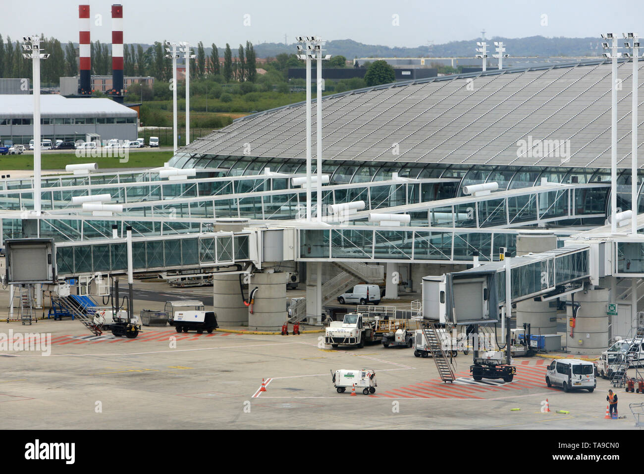 Tarmac. Roissy Charles-de-Gaulle. Paris. Banque D'Images