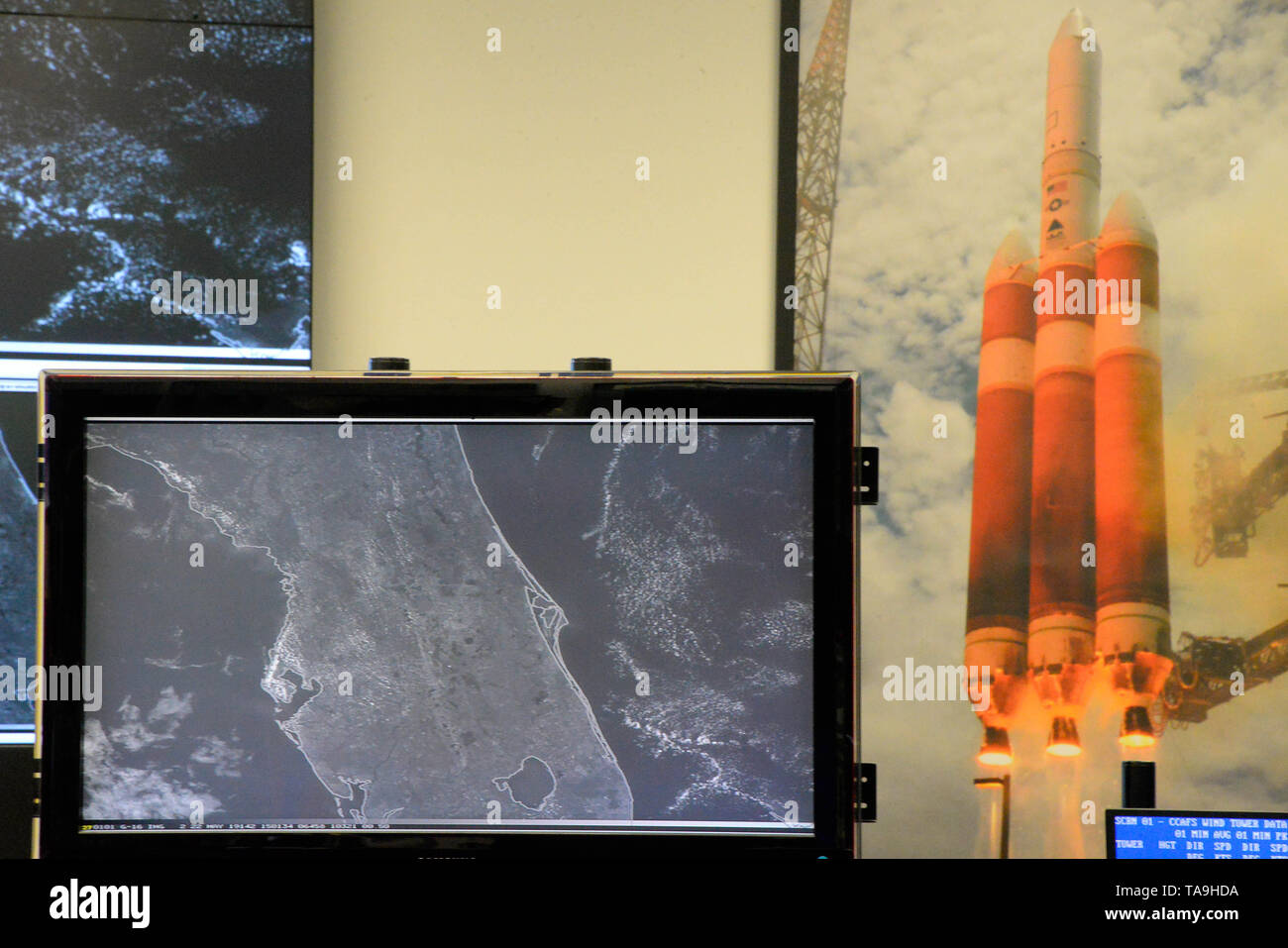 Base aérienne de Cap Canaveral, en Floride, aux États-Unis. Le 22 mai 2019. L'U.S Air Force 45th Space Wing a invité un certain nombre des médias à visiter le 45e escadrons Météo situé au centre d'opérations Morrell. L'escadron est chargé de surveiller et de suivre la météo autour de la zone à assurer un accès à l'air et l'espace qui inclut le temps de lancement baloons que surveiller les vents à haute altitude. Crédit photo Julian Poireau / Alamy Live News Banque D'Images
