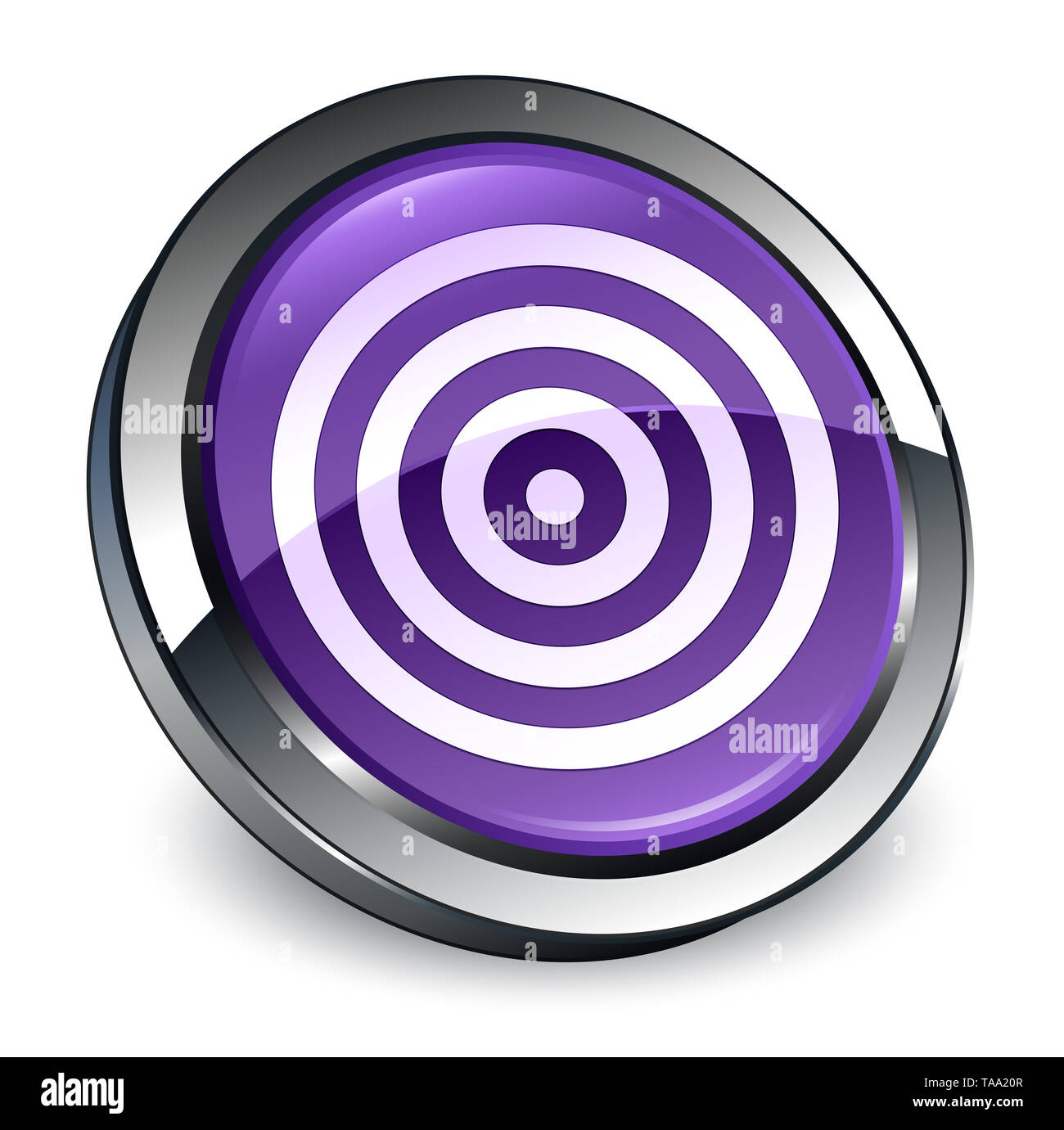 L'icône cible isolé sur bouton rond violet 3d abstract illustration Banque D'Images