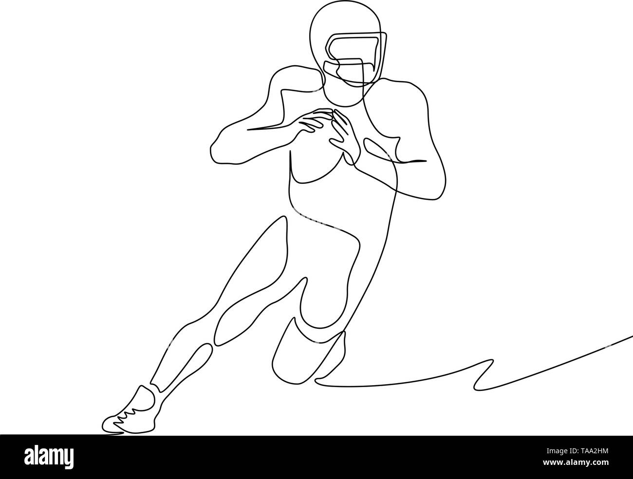 Une ligne continue dimensions american football player va faire passer Illustration de Vecteur