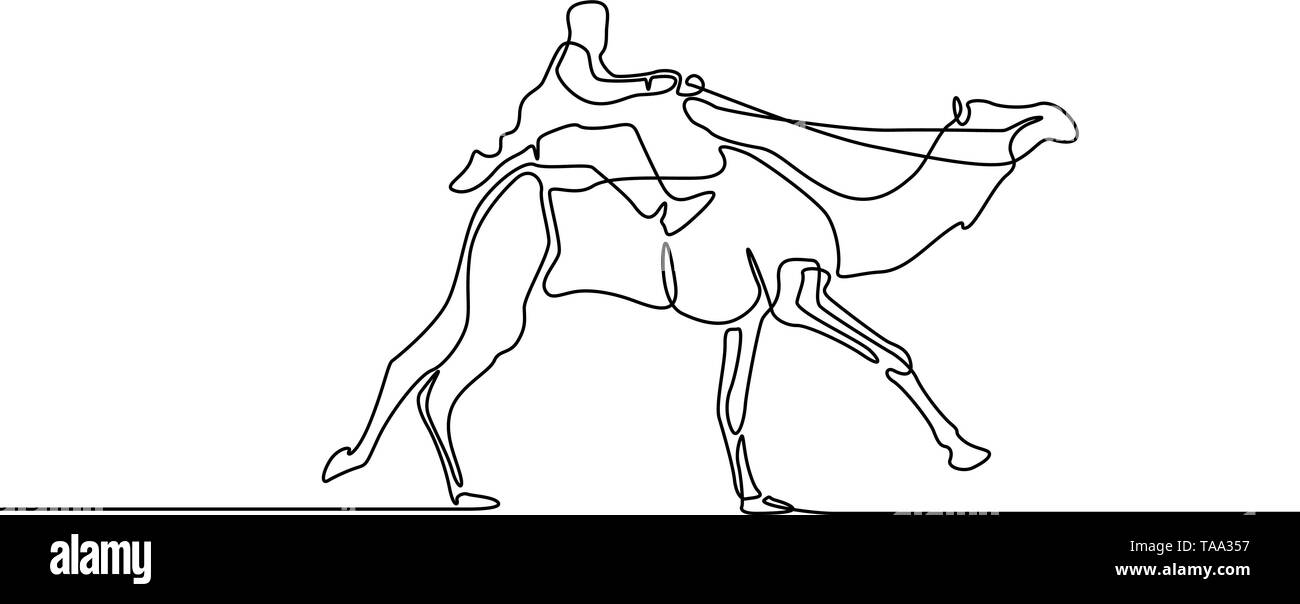 Ligne continue l'exécution de dessin Rider Camel. Vector illustration. Illustration de Vecteur