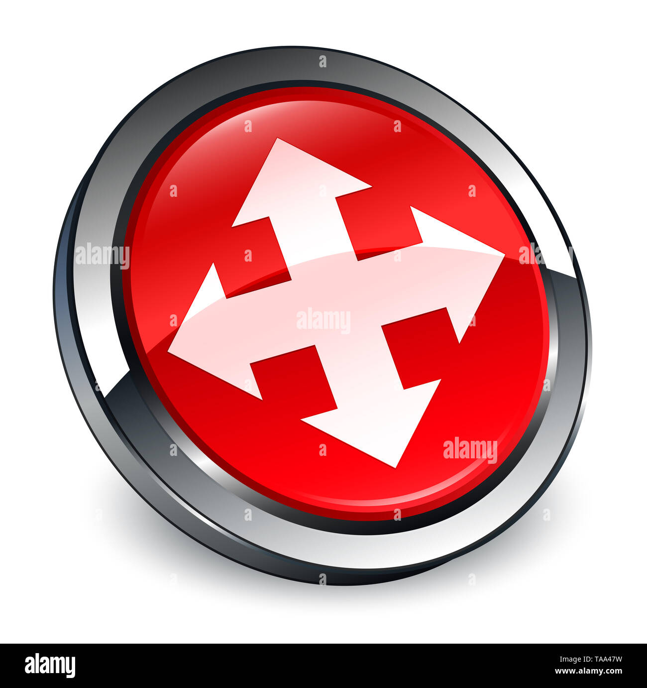 L'icône Déplacer isolé sur le bouton rond rouge 3d abstract illustration Banque D'Images