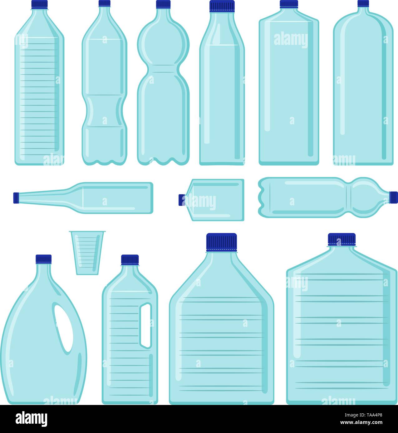 Vecteur de bouteilles en plastique. La pollution plastique. Problème de l'écologie Illustration de Vecteur