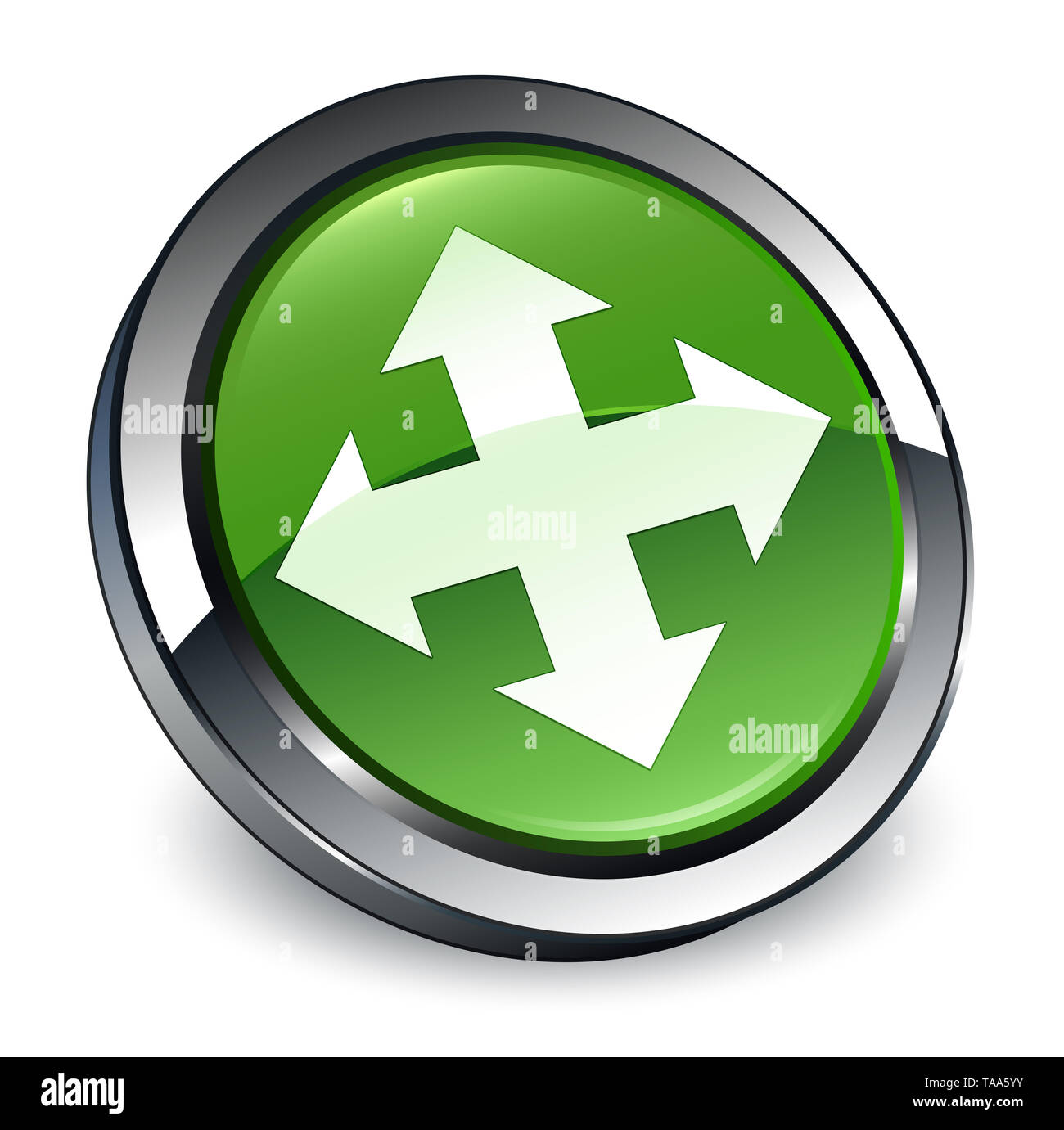 L'icône Déplacer isolé sur soft 3d bouton rond vert illustration abstraite Banque D'Images