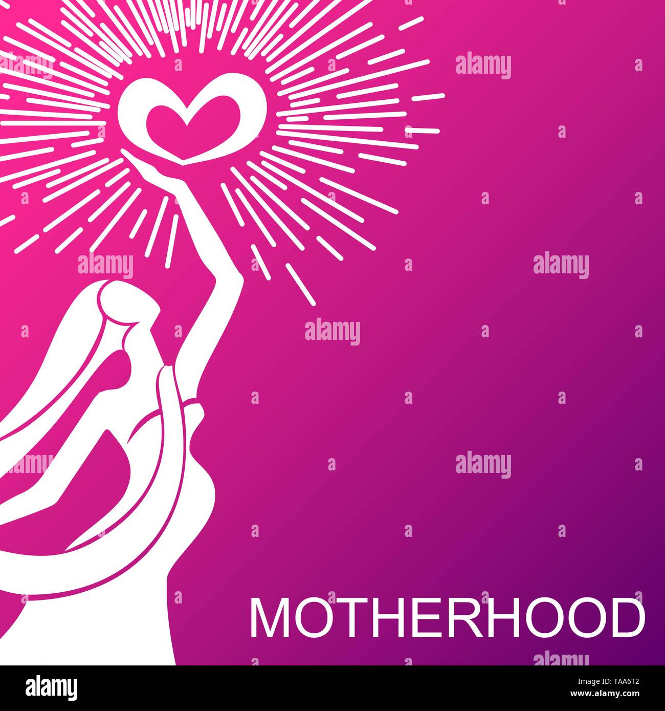 Femme Logo. Signe de la maternité et de l'heureuse fille enceinte. Belle  femme enceinte tenant un cœur brûlant dans ses mains comme un symbole de  l'amour et tenderne Image Vectorielle Stock -