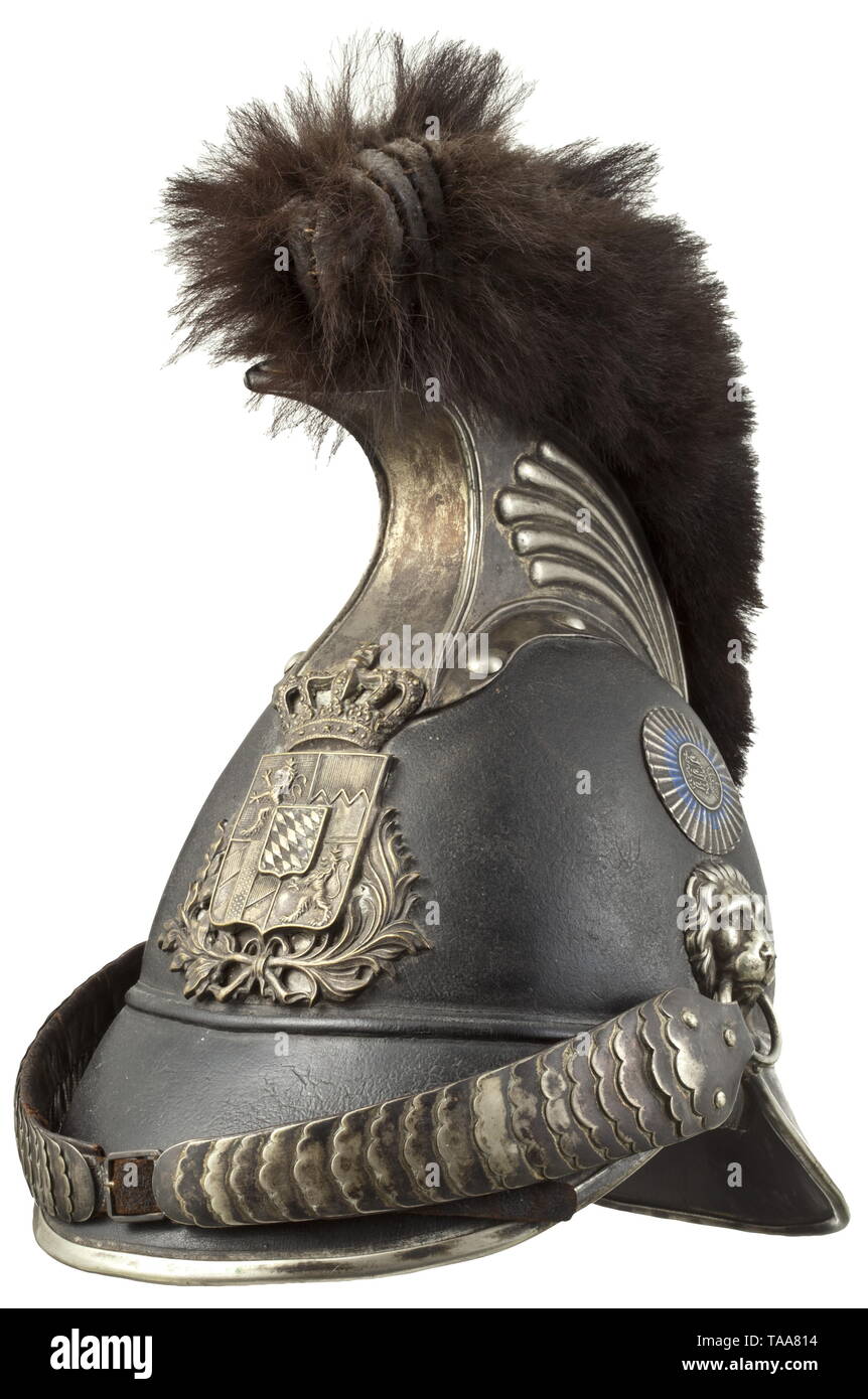 Pare-balles, casques, casque bavarois pour Buergerwehr 1842 modèle monté (home guard), l'écusson à l'avant, Editorial-Use-seulement Banque D'Images