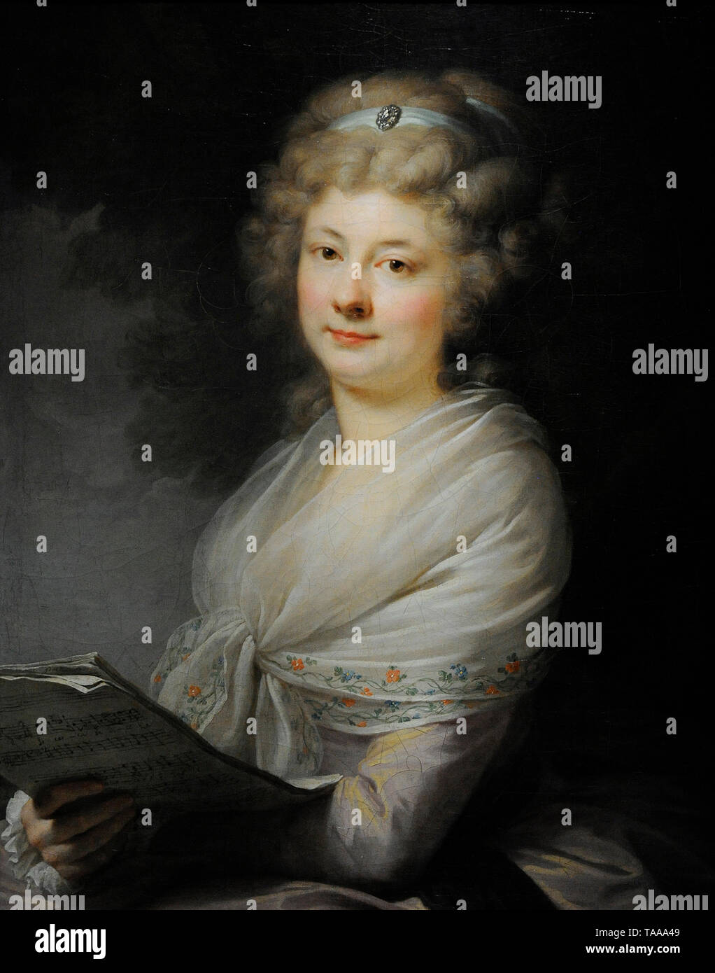 Giovanni Battista Lampi (1751-1830). Peintre italien. Portrait de Urszula Dembinska (Portrait d'une dame avec une partition de musique), ca. 1789. Musée national. Varsovie. La Pologne. Banque D'Images