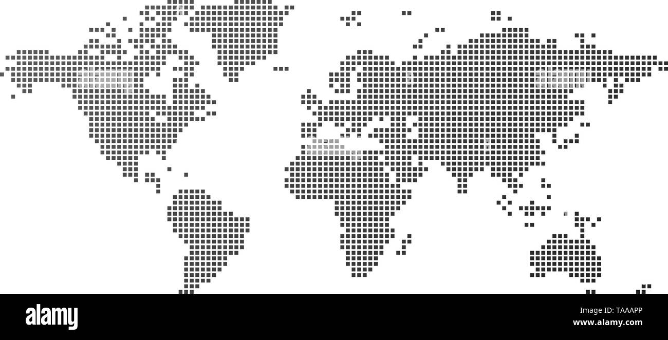 Carte du monde square style pointillé, vector illustration isolé sur blanc . Illustration de Vecteur