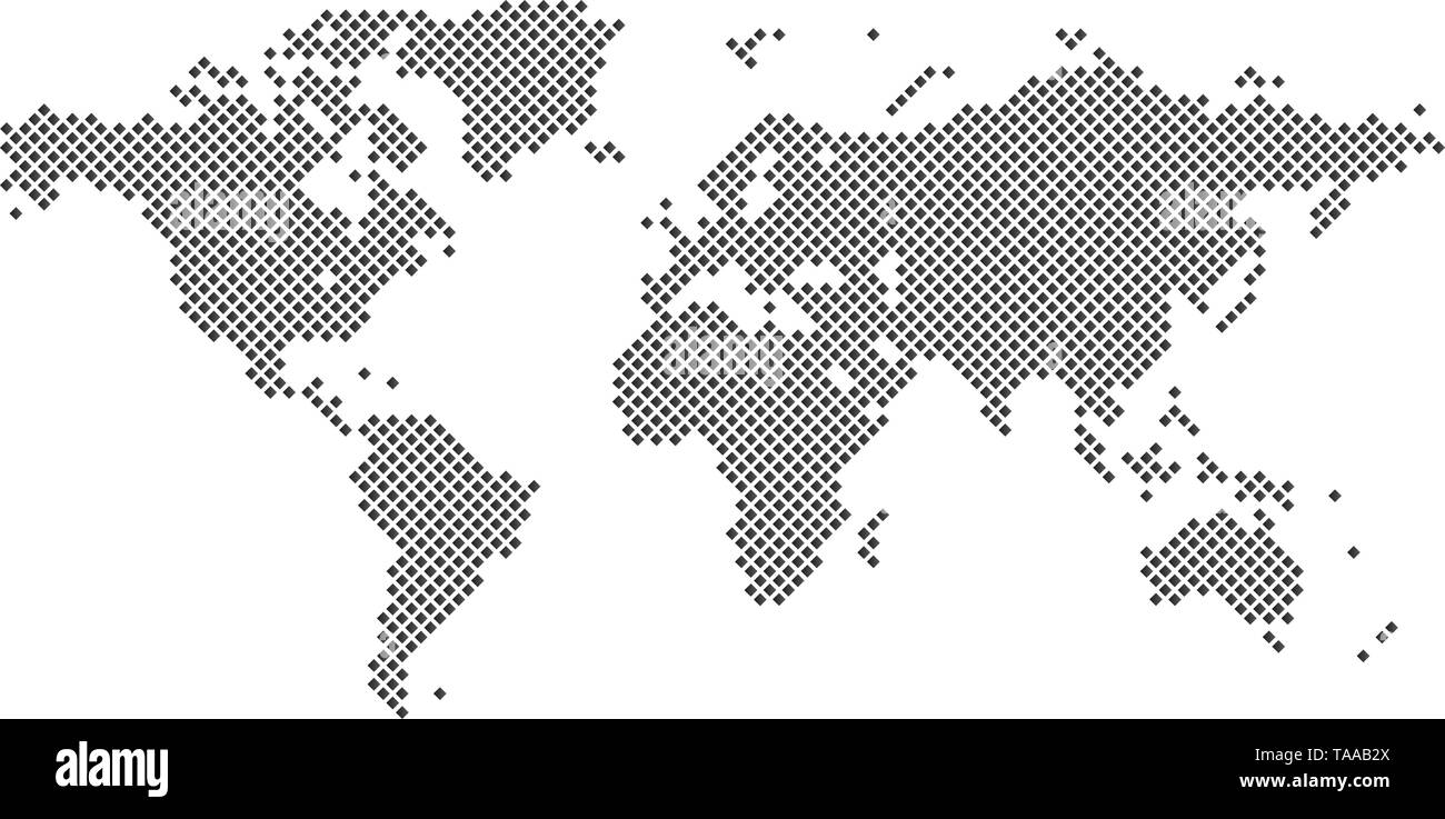 Carte du monde square style pointillé, vector illustration isolé sur blanc . Illustration de Vecteur