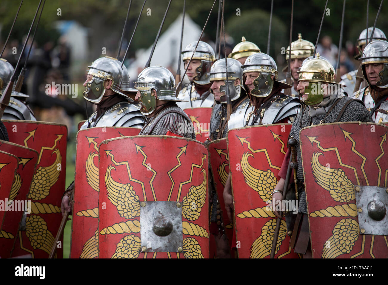 Ermine Street Guard montrent l'armée romaine impériale au Wrest Park, Angleterre Banque D'Images