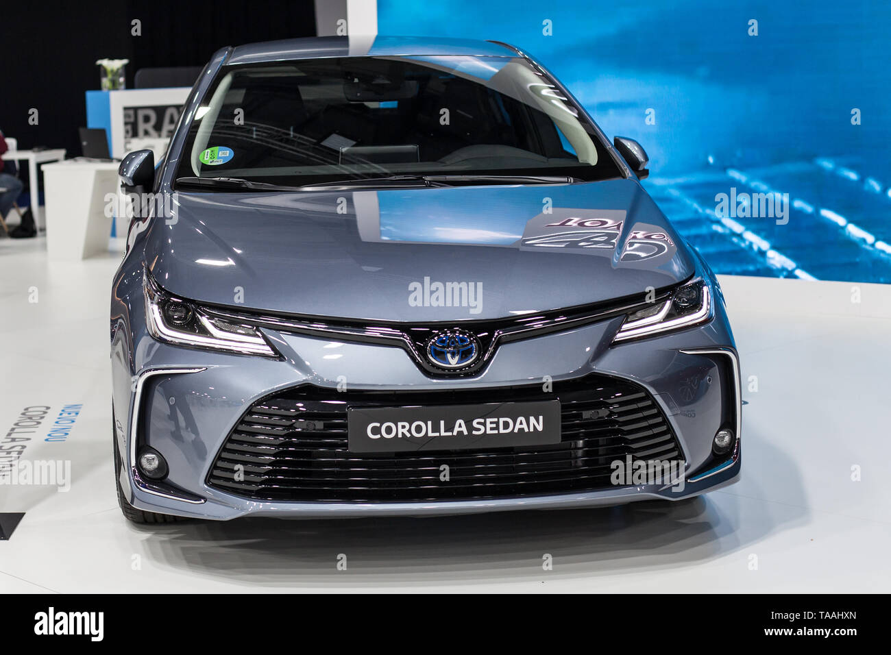 Barcelone, Espagne - 19 mai 2019 : Toyota Corolla Berline présentée à Barcelone de l'Automobile 2019 à Barcelone, Espagne. Banque D'Images