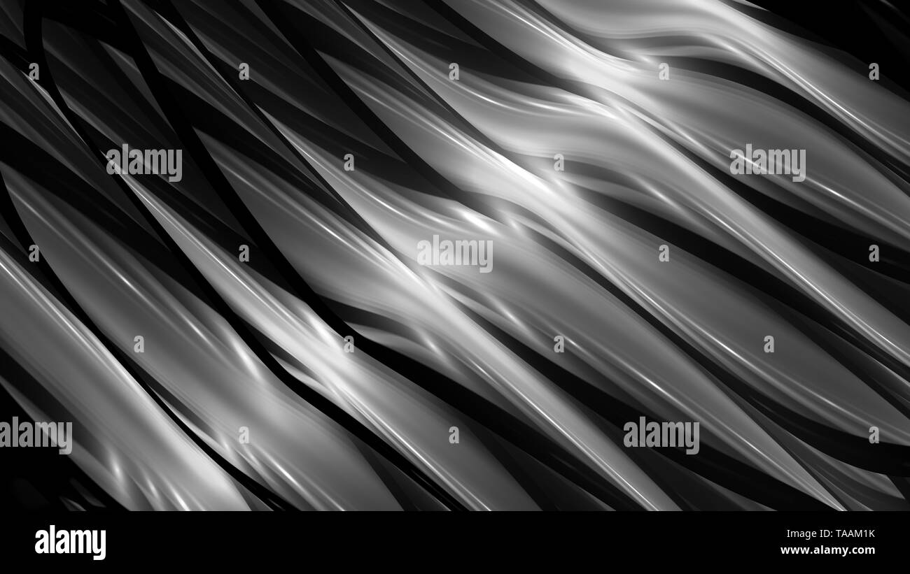 La technologie métallique futuriste rougeoyant, générée par ordinateur résumé carte d'intensité, noir et blanc, 3D Rendering Banque D'Images