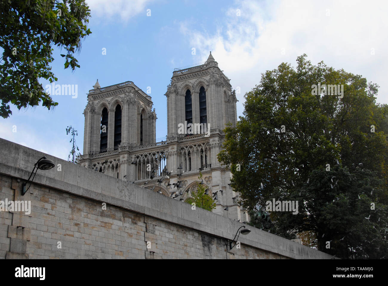 La cathédrale Notre Dame, Paris, France, vu de la Seine Banque D'Images