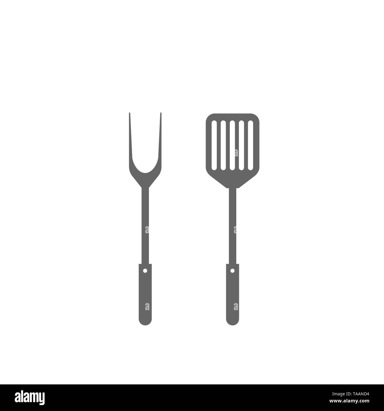 Un barbecue ou grill icône tools. Fourche barbecue avec la spatule. Vector illustration Illustration de Vecteur