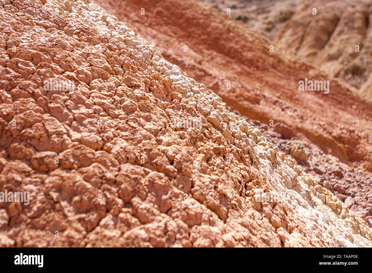 La texture de surface et les sédiments de rock formations géologiques au Canyon, Kirghizistan, Skazka Asie Centrale Banque D'Images