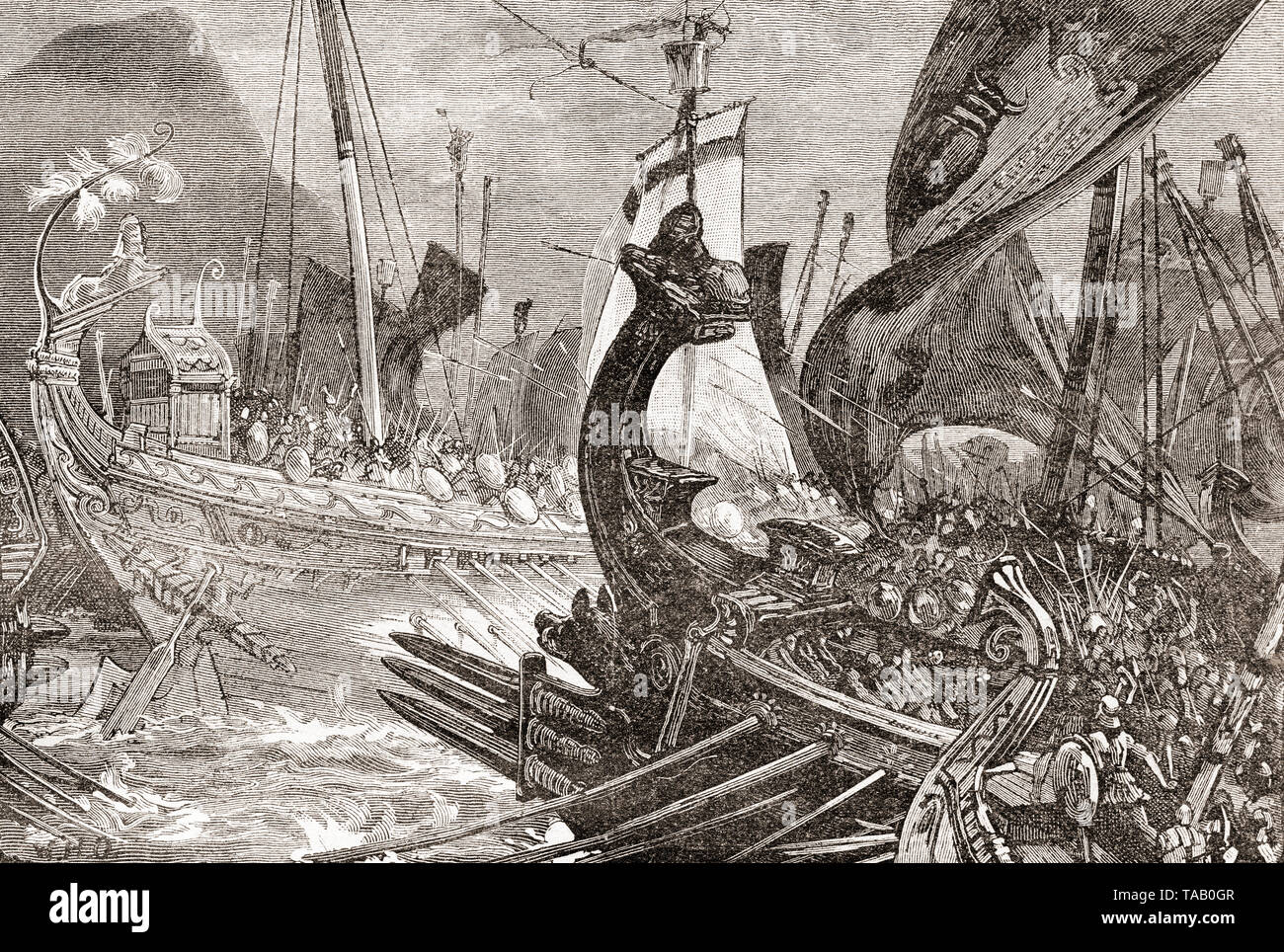 La bataille de Salamine, 480 BC. De la Ilustracion Iberica, publié en 1884. Banque D'Images