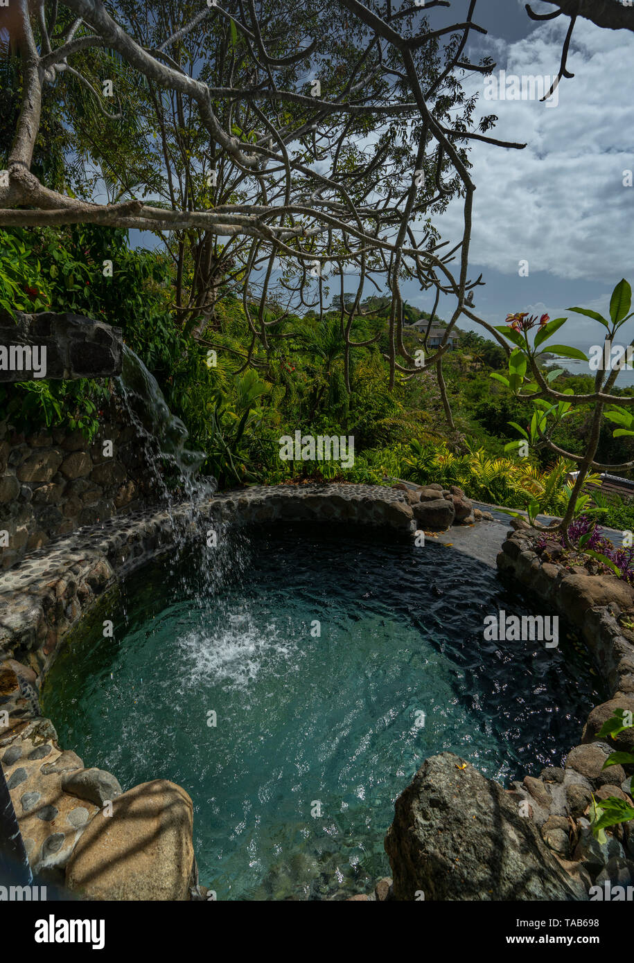 Mustique Island est une exclusivité, paradise, escapade et destination des Caraïbes avec un beau village de pêcheurs et de plages de sable blanc. Île privée. Banque D'Images