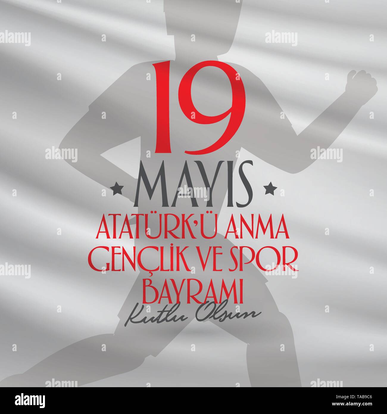 19 mai Commémoration d'Atatürk, de la jeunesse et des sports 24. Panneaux, affiches, médias sociaux, modèle de carte de Vœux. (19 Mayis) Illustration de Vecteur