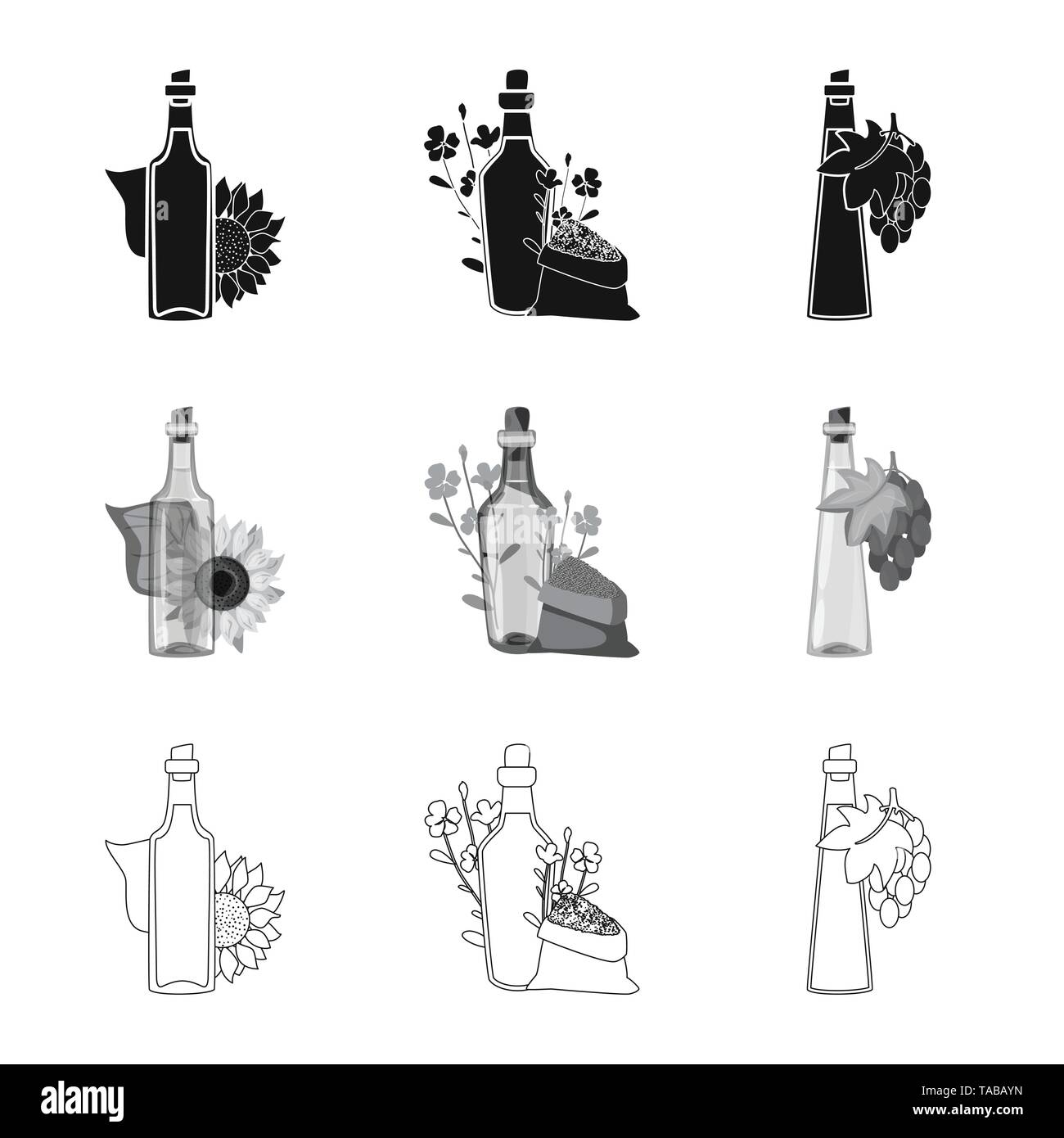 Lin,tournesol,graines,alimentaire,raisin,seed,sun,drop,m,cosmétiques,produits,vitamine liquide arôme,ferme,fleur,nature,céréales,naturel,,core,alimentation,plastique,médecine,sain,essentiel,huile,légumes,agriculture,verre,vase,cuisine,petit,nutrition,produits biologiques,set,icône,,illustration,collection,isolé,design,graphisme,élément vecteur vecteurs,signer , Illustration de Vecteur