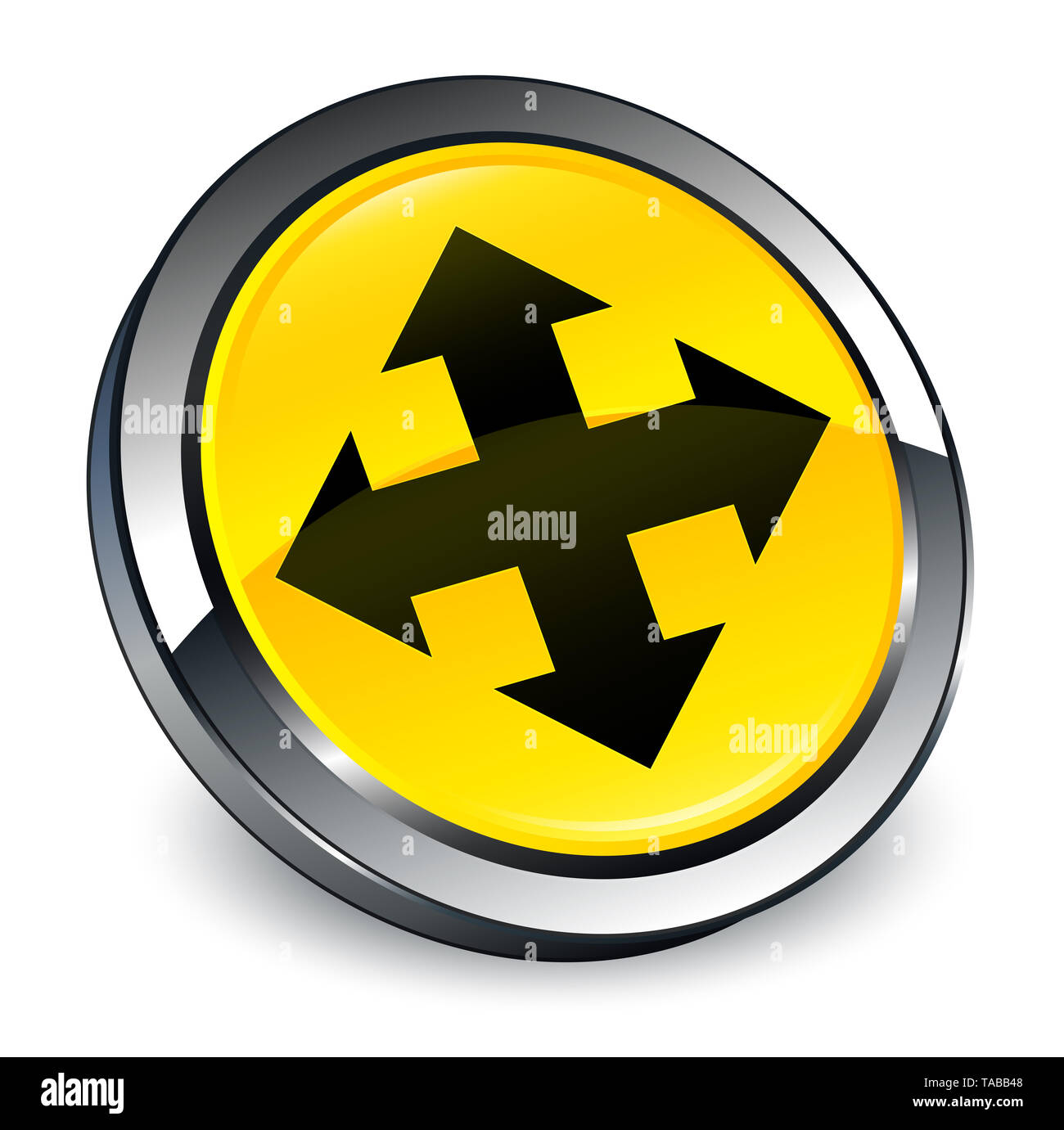 L'icône Déplacer isolé sur bouton rond jaune 3d abstract illustration Banque D'Images