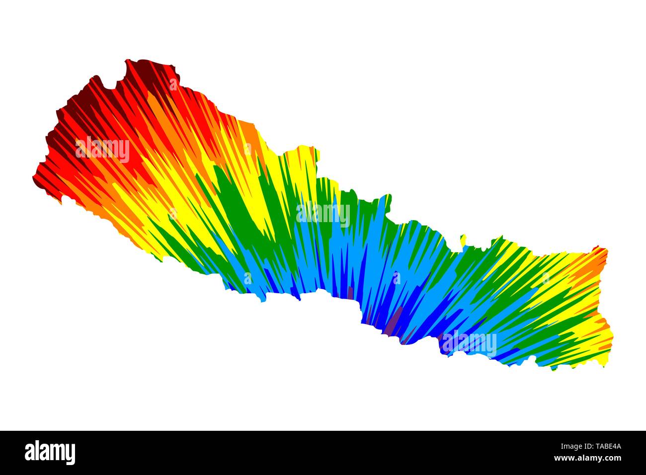 Népal - carte est conçu rainbow abstract colorful pattern, République fédérale démocratique du Népal carte de color explosion, Illustration de Vecteur