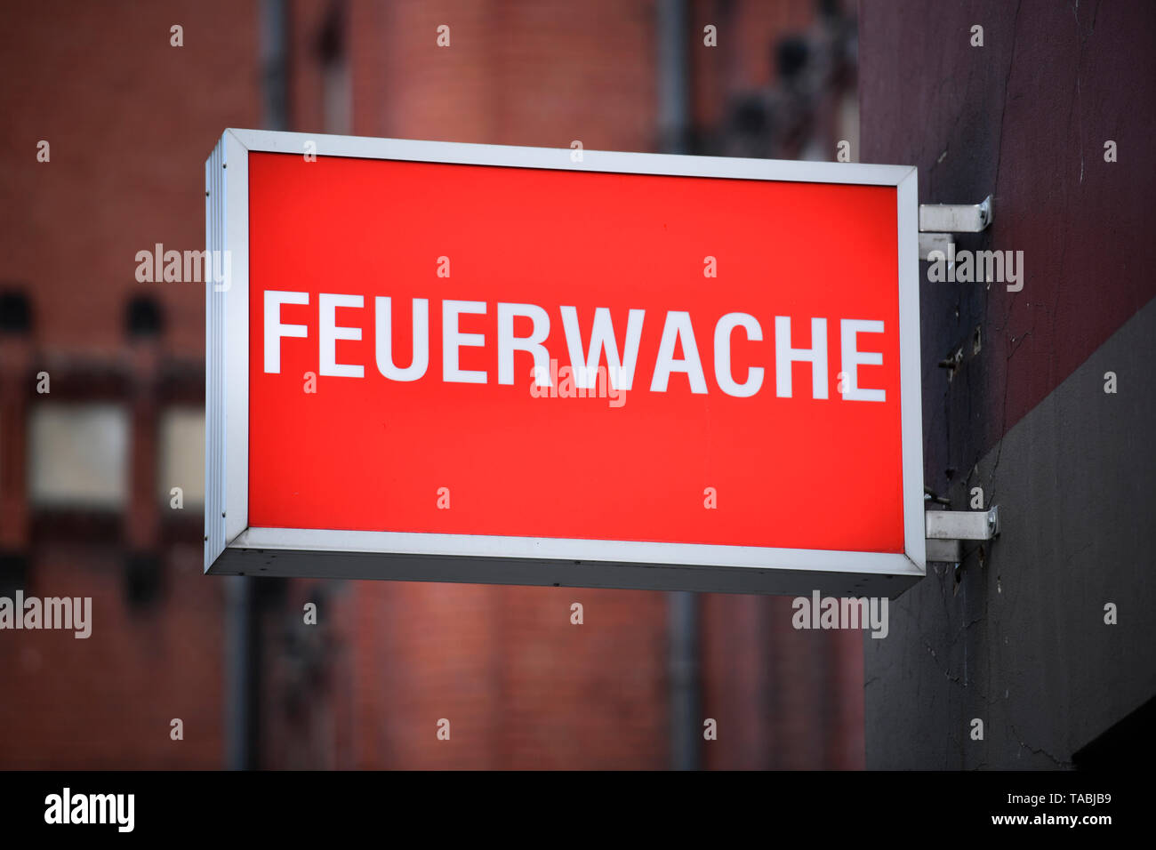 Inscrivez-Fire Station, Feurigstrasse la beauté, montagne, Berlin, Allemagne, Schild Feuerwache, Feurigstraße, Schöneberg, Deutschland Banque D'Images