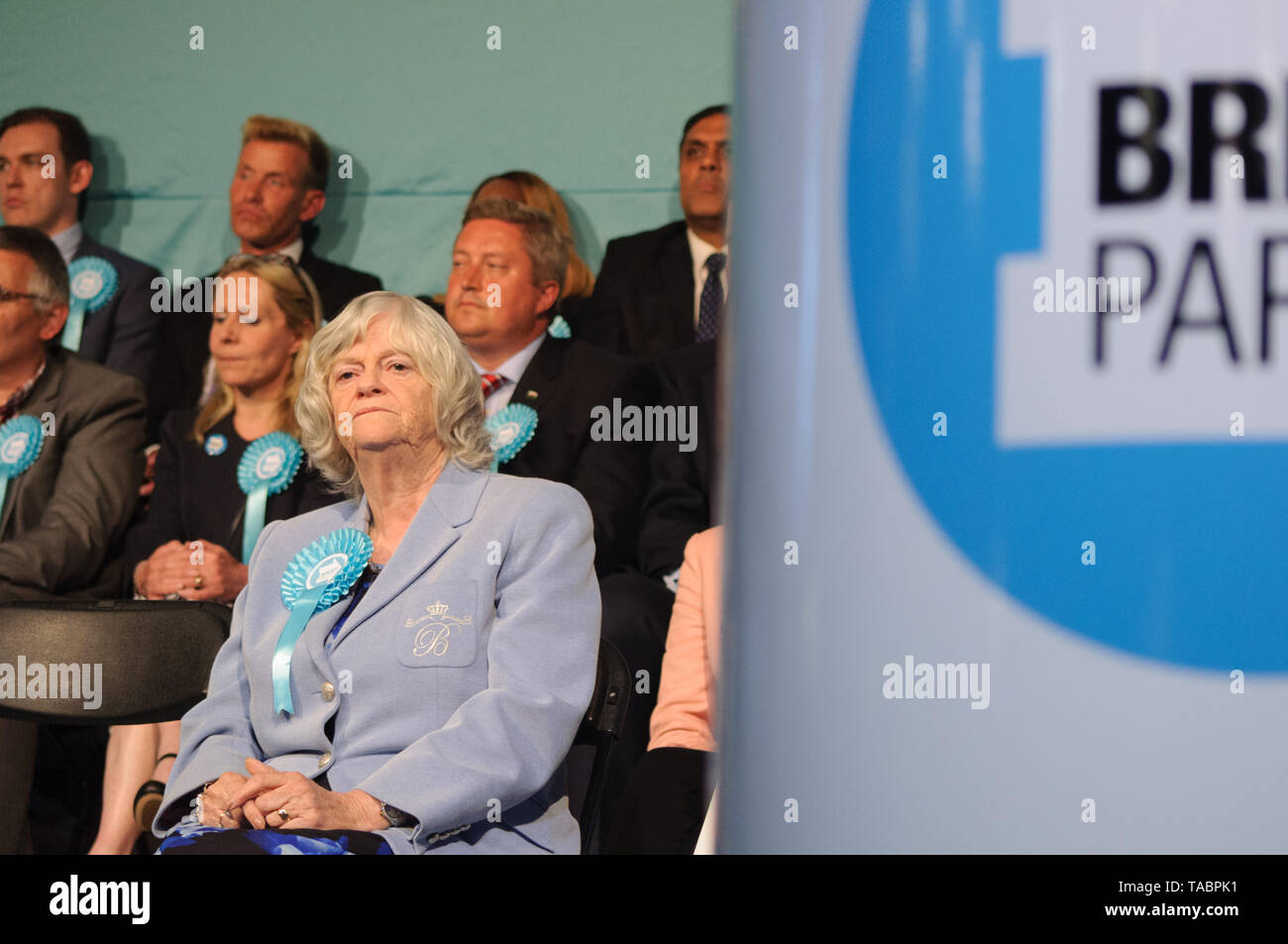 Brexit Ann Widdecombe aborder la partie rassemblement à Londres Olympia le 21 mai 2019 avant les élections au Parlement européen vote sur le 23 mai Banque D'Images