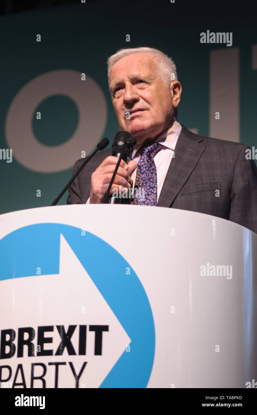 L'ancien président tchèque Vaclav Klaus à Brexit Partie rassemblement à Londres Olympia le 21 mai 2019 avant les élections au Parlement européen vote sur le 23 mai Banque D'Images