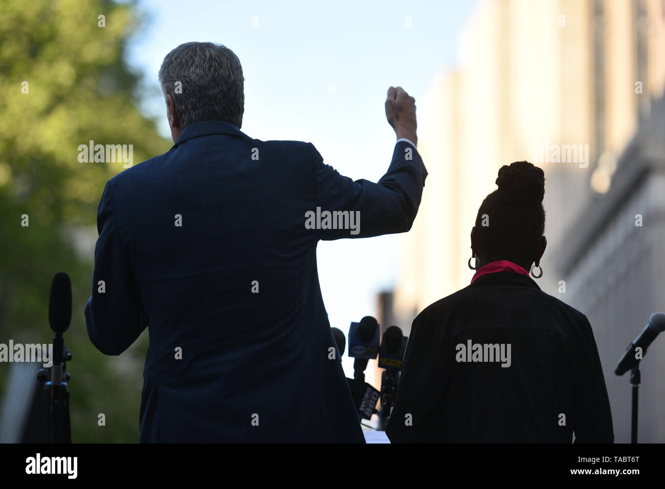 Maire de la ville de New York, Bill De Blasio et première dame Chirlane McCray assister à la Planned Parenthood NYC Rassemblement pour stopper les interdictions à Foley Square à New York Banque D'Images