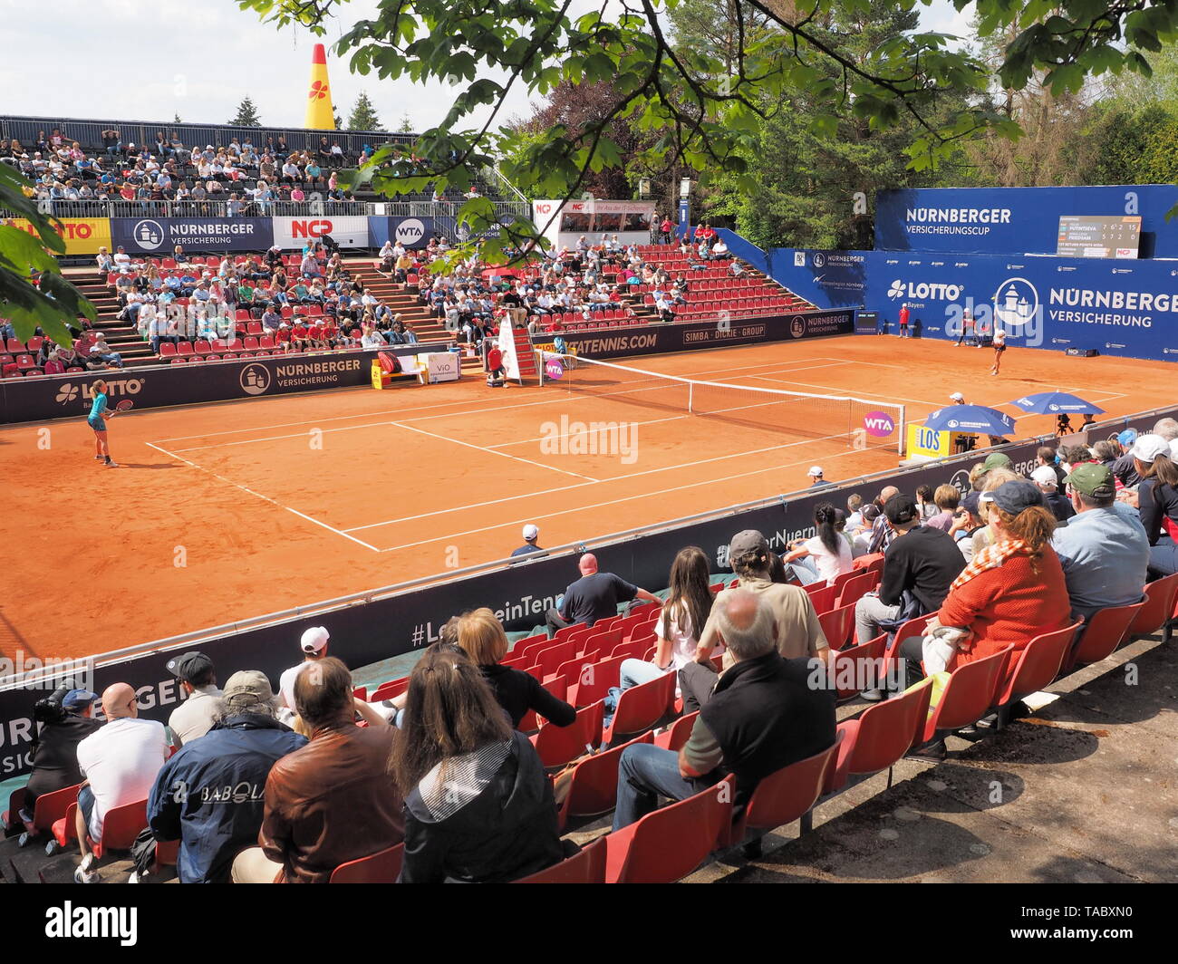 Nuremberg, Allemagne - le 23 mai 2019 : Centre court à l'Euro 250,000 Tournoi WTA Versicherungscup pendant l'Anne-Lena Friedsam vs Putintseva PAREIL Banque D'Images